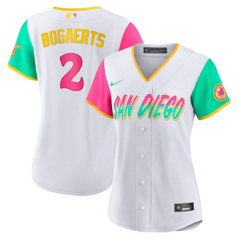 Women's San Diego Padres #2 Xander Bogaerts 2022 White City Connect Stitched Baseball Jersey(Run Small)